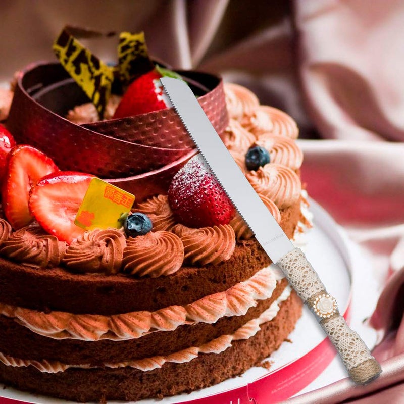 senover Rustic Wedding Cake Serving Set,Bride and Groom Cake Cutting Utensils,Pizza Pie Cake Knife and Server Set Pie Cake Serving Set Pie Cake Pizza Shovel Cutter - Image 3